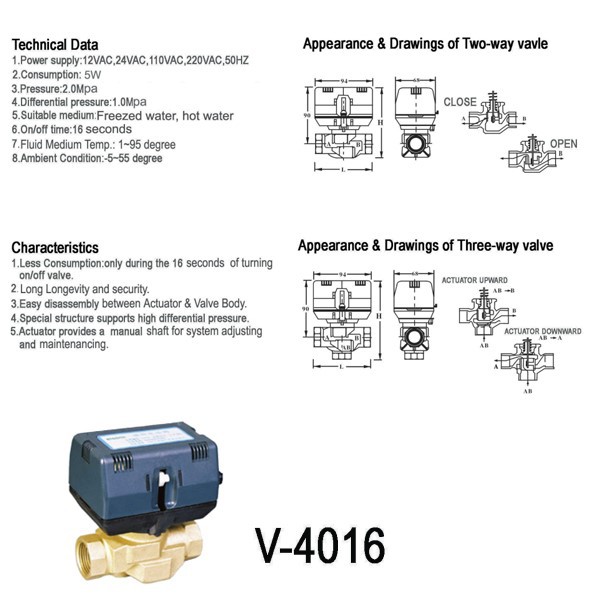 motorized water valve HY4016 motorized water valve HY4016